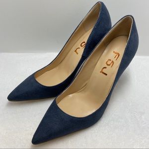 Navy Suede Pointed Toe Stiletto High Heel Pumps